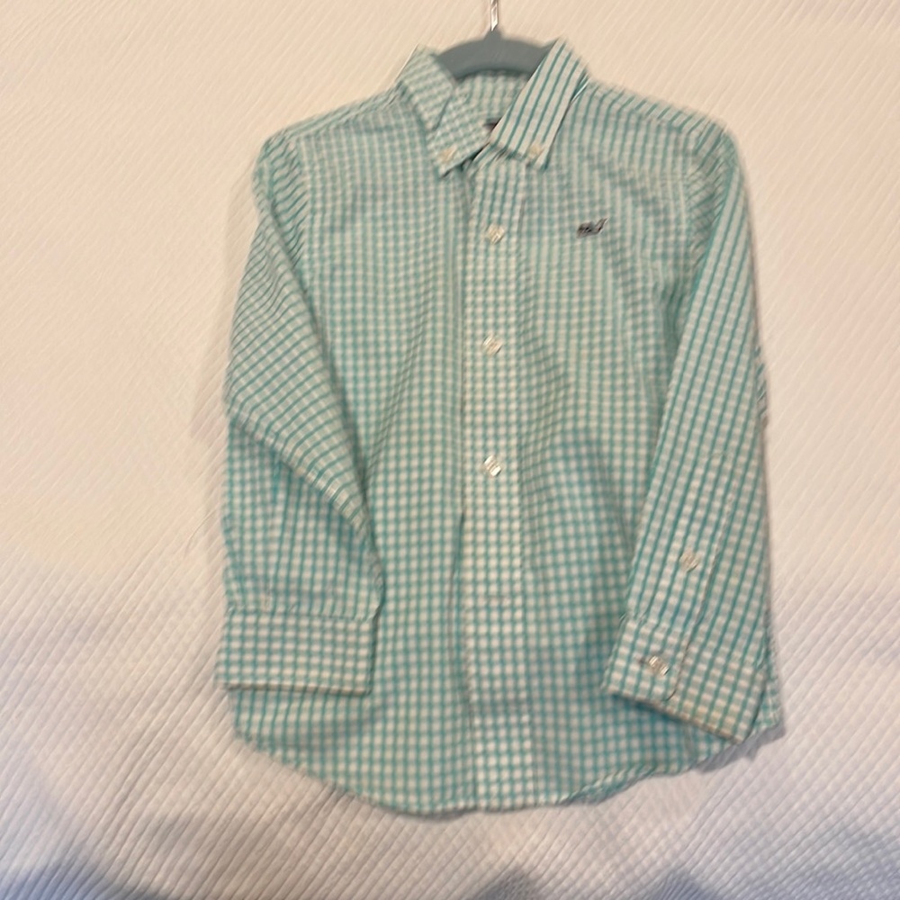 Boys vineyard vines green check button down 4t